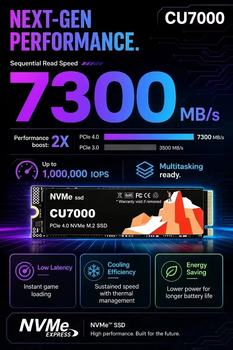 قرص تخزين داخلي CU7000 SSD M.2 - مراجعة M.2 Nvme 4Tb Pcie 4.0 Ssd وسعره